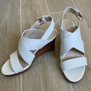 Cole Haan White Wedge Sandals